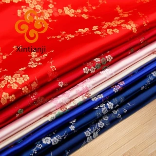 Jacquard Red brocado Vải Hoa Mai Satin Xanh Phong Cách Trung Hoa Cho Túi May 0.5 Mét TJ0245