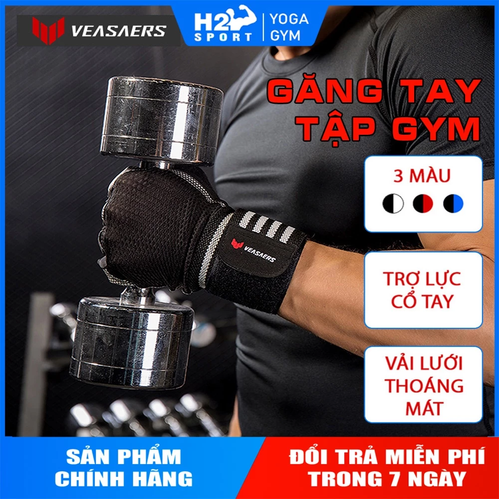 Găng tay tập gym có quấn cổ tay VEASARERS, Găng tay tập GYM 2 trong 1