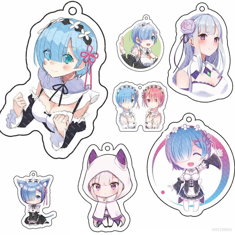 Móc Khóa Acrylic In Hình Anime Re Zero Rem Ram Subaru Emilia Dễ Thương