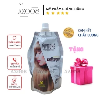 ủ tóc collagen, hấp phục hồi tóc hư tổn collagen VIVITONE 500ml  AZ008 tặng nón trùm ủ tóc