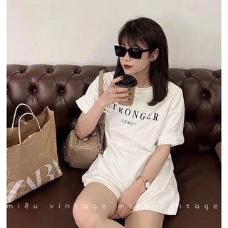 Áo Phông 3158 In Chữ STRONGER Nữ Nam, Áo Thun Tay Lỡ Oversize From Rộng Basic Chất Cotton 100%