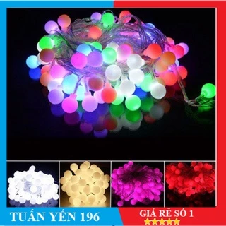 (Xài Điện) Dây Đèn Led Trang Trí Cherry Ball Bóng Tròn Màu Vàng Nắng Trang Trí Phòng Ngủ, Quán Cà Phê Lung Linh