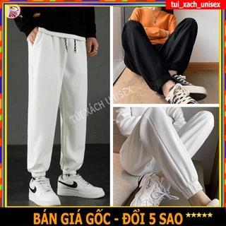 Quần jogger nam nữ thể thao ống rộng chất vải xốp tổ ong bo gấu dáng bom suông dài Quần ống rộng nam nữ dây rút 2 màu