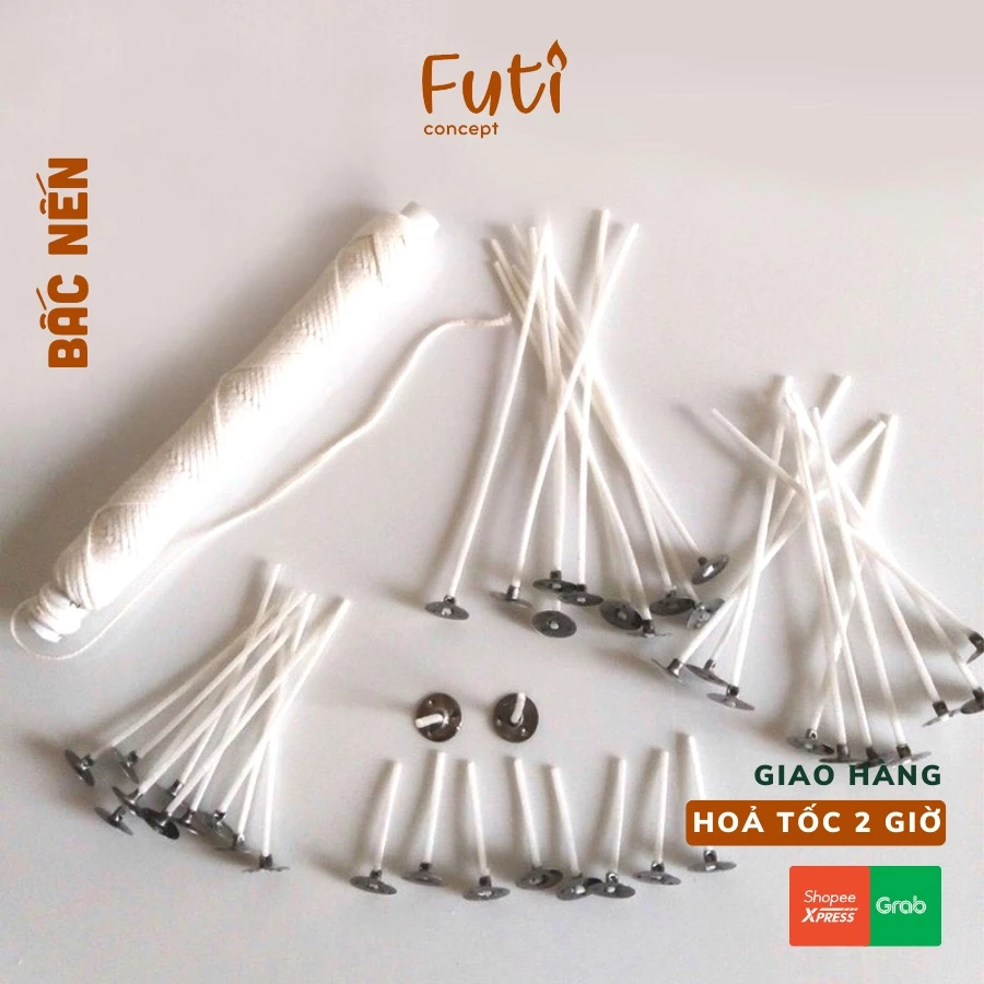 Set 5 Bấc Nến Conton kèm đế kẹp sẵn nhiều kích thước