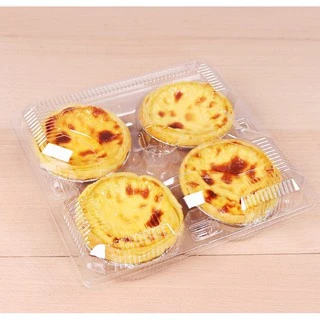 (10 cái) Hộp Nhựa Đựng Bánh Tart Trứng, Bánh Bao, Hộp Nhựa 2 ô và 4 ô