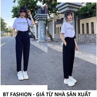 Quần Tây Nữ Baggy Công Sở Lưng Cao, Vải Tuyết Mưa Dày Đẹp - BT Fashion (QT01-Hai Nút)