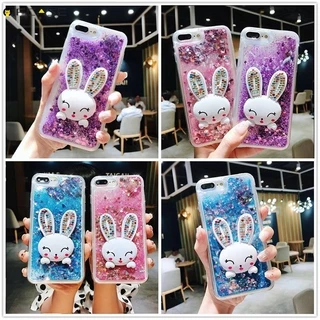 Ốp điện thoại OPPO F11 F9 F3 F1 Plus F1s K3 A83 A73 A73S A57 A39 A3 A1 Quicksand Liquid Rabbit Holder Stand Long lanh Bling Cartoon Vỏ mềm trong suốt dễ thương