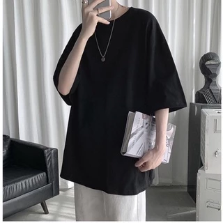 Áo thun Nam Nữ cổ tròn tay lỡ Unisex MÀU ĐEN