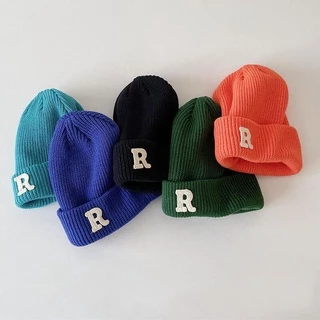 Mũ Beanie Dệt Kim Mềm Mại Co Giãn Thêu Chữ Màu Kẹo Ngọt Thoải Mái Thời Trang Thu Đông Cho Bé Trai Và Gái