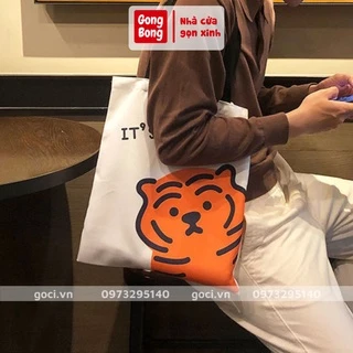 Túi xách tote vải canvas đeo vai hình hổ con siêu cute cỡ to đựng đồ đi chơi đi học đi du lịch đều xinh