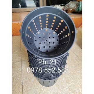 Combo 10 Chậu nhựa đen nhiều lỗ trồng Lan phi 21 cm