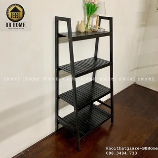 Kệ nan gỗ sơn đen 4 tầng kiểu thang BBHome