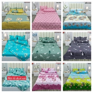 Combo 3 món bộ drap ga giường 1mx2m chất liệu cotton poly-mẫu tam giác ghi