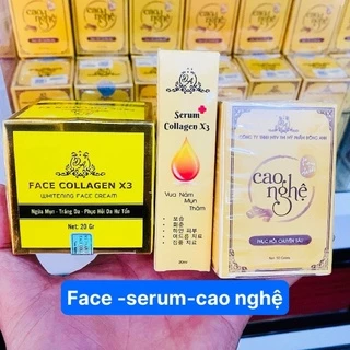 Combo Kem Face collagen X3 + Cao nghệ + Serum nám X3 - Hàng chính hãng Đông Anh 100%