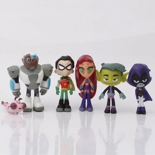 6pcs Mô hình đồ chơi nhân vật hoạt hình Teen Titans Go chiếc mô hình bộ sưu tập