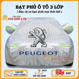 Bạt Phủ Xe Ô Tô PEUGEOT 2008, 3008, 5008, Traveller, Chất Liệu Bạt Tráng Nhôm 3 Lớp, Có Khóa Kéo Cửa Lái, Có Phản Quang