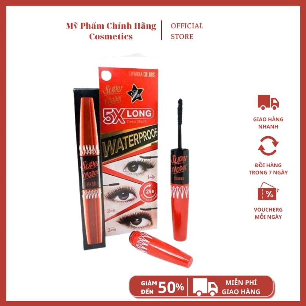 Mascara 2 đầu nối mi sivanna super model 5x long Thái Lan