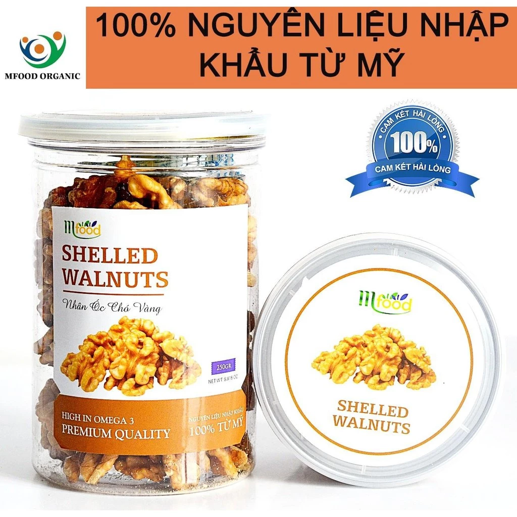 Nhân Óc Chó vàng Mỹ Hũ 250 gram - Loại Hạt dinh dưỡng thần kỳ rất tốt cho não bộ