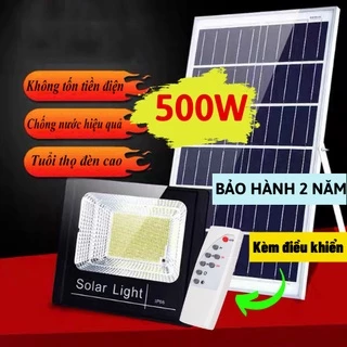 Đèn Năng Lượng Mặt Trời, Đèn Led Pha Ngoài Trời Chống Siêu Sáng Nước Kèm Điều Khiển