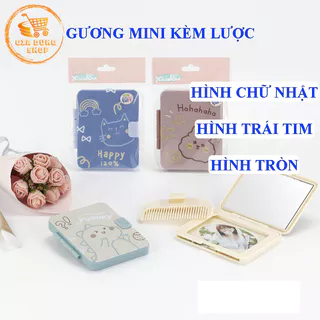 Gương mini kèm lược hoạ tiết hoạt hình dễ thương tiện lợi đem đi du lịch, dùng đi học, đi làm.