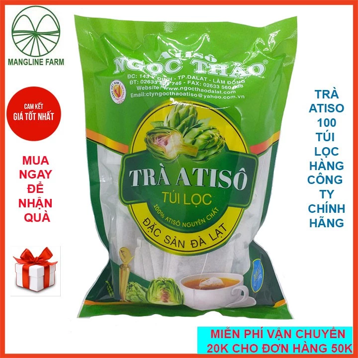 Combo tự chọn trà Atiso túi lọc Ngọc Thảo Đà Lạt gói 100 túi lọc thanh nhiệt mát gan ngăn ngừa mụn Đặc sản Đà Lạt