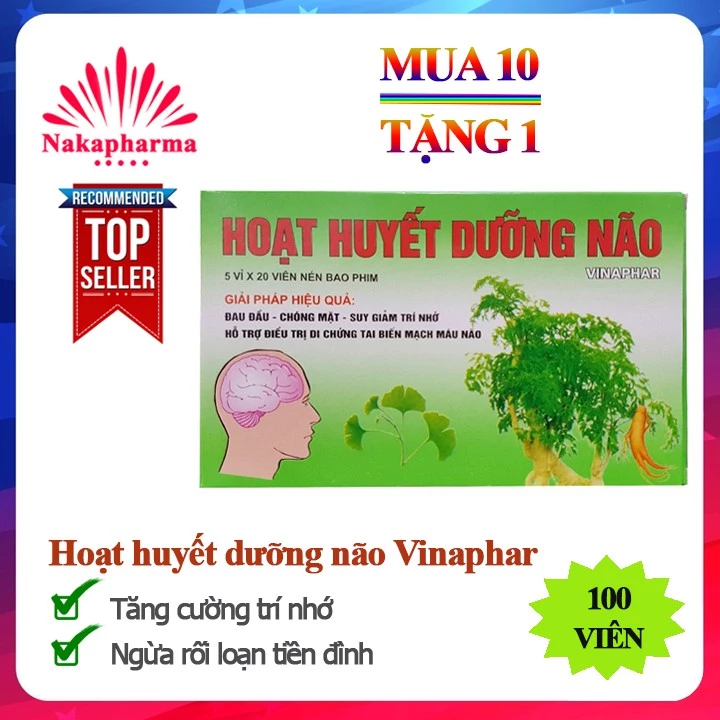 ✅ [10 TẶNG 1] Hoạt huyết dưỡng não Vinaphar | Tăng cường trí nhớ, cải thiện giấc ngủ, ngừa rối loạn tiền đình