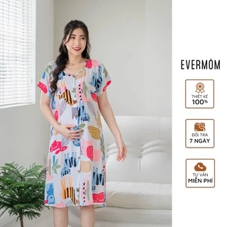 EVERMOM | Đầm tôn 2 da thái bầu và sau sinh mặc nhà có gỡ nút cho bé ti