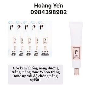 [10 Gói] kem chống nắng dưỡng trắng nâng tone da trắng hồng Whoo Radiant White Tone Up Sunscreen