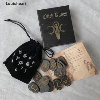 Louisheart Wood Runes Stone Set Witches Rune Set 14 PCS Engraved Rune Symbol for Divination TFG