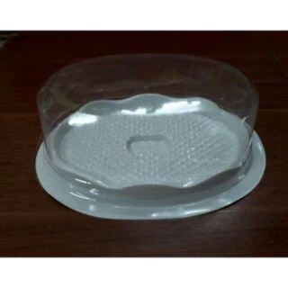 Combo 100 Hộp nhựa oval mini đế trắng dùng đựng bánh bông lan, bánh mì; kích thước: lọt lòng 12 x 7 x 5cm