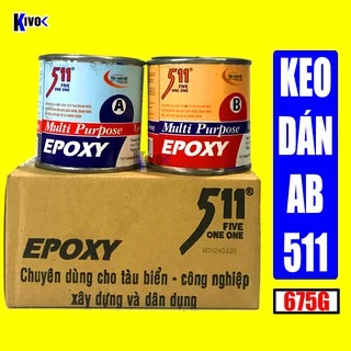 Keo AB 2 Thành Phần Epoxy 511 675g - Keo AB siêu dính Đa Năng- keo Epoxy 2 Thành Phần Dán Sắt- Keo AB Trong Suốt - Kivo