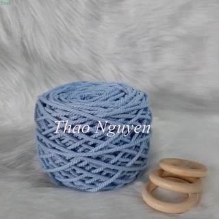 ( ảnh thật) Dây thừng se macrame, dây cotton màu XANH BIỂN NHẠT - 3mm.xoắn 3