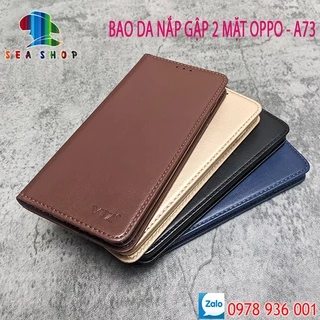 Bao da OPPO A73 4G, A73 5G Nắp gập-Ốp lưng 2 mặt có thiết kế ví cà thẻ, ngăn lớn để tien mặt - Kính full màn 9D