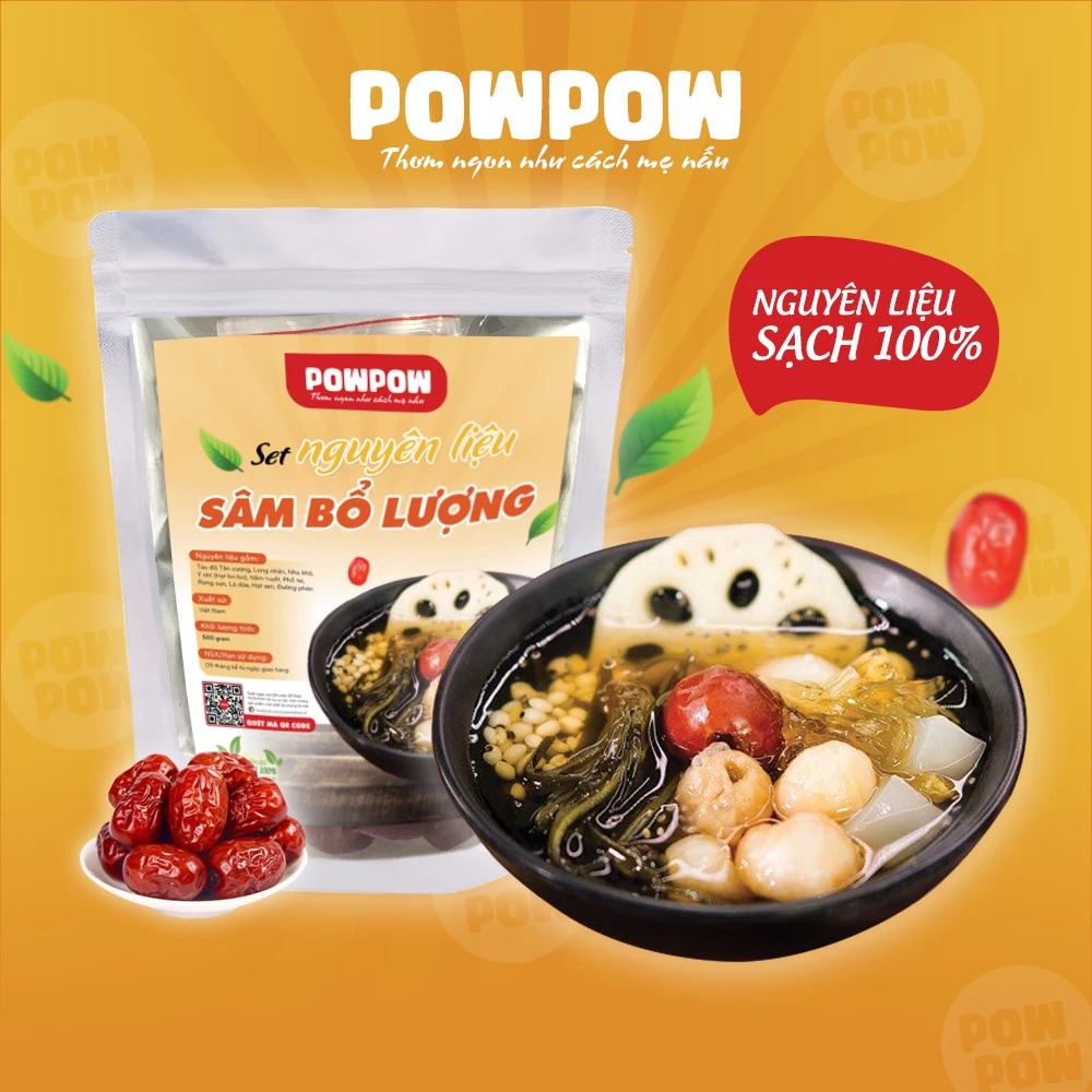 Set nguyên liệu chè sâm bổ lượng 10 vị 500g tự nấu POWPOW nấu được 12 - 15 ly