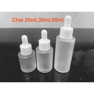 Chai thủy tinh nhám mờ vai ngang 20ml,30ml,50ml nắp bóp chiết serum, mỹ phẩm