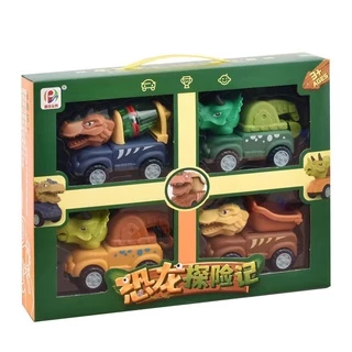Ô tô đồ chơi bộ 4 xe khủng long chất nhựa cao cấp mô hình xe công trình cho bé trai