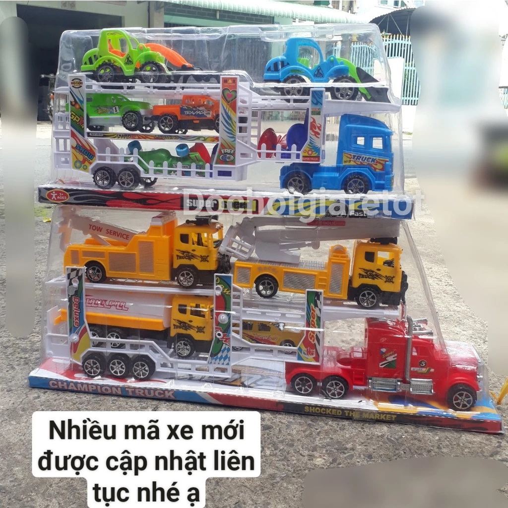 Đồ chơi xe tải container 2 tầng lớn kèm nhiều xe con - quà tặng bé yêu (ảnh thật)