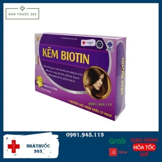 Viên uống bổ sung Kẽm Biotin Giúp tóc chắc khỏe ngăn gãy rụng làm sáng đẹp làn da hộp 60 viên