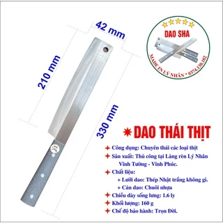 Dao thái thịt bản nhỏ bằng thép Nhật trắng không gỉ - Chuôi nhựa - thương hiệu làng rèn Lý Nhân (mã SHA)