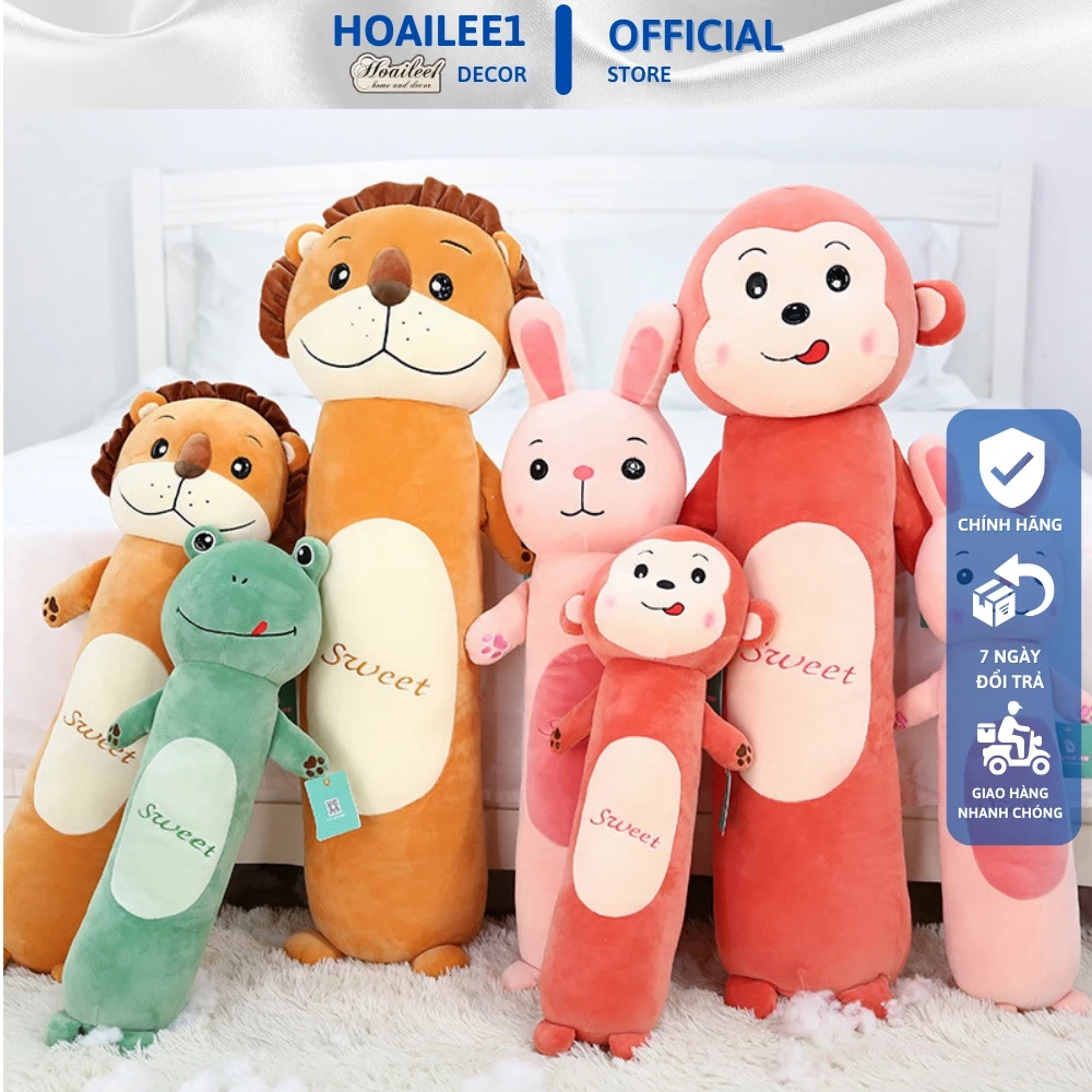 Gối ôm hình thú 🦁🐵 🐰🐸sư tử ếch khỉ thỏ lông mịn siêu đáng yêu 55cm 70cm 90cm 110cm