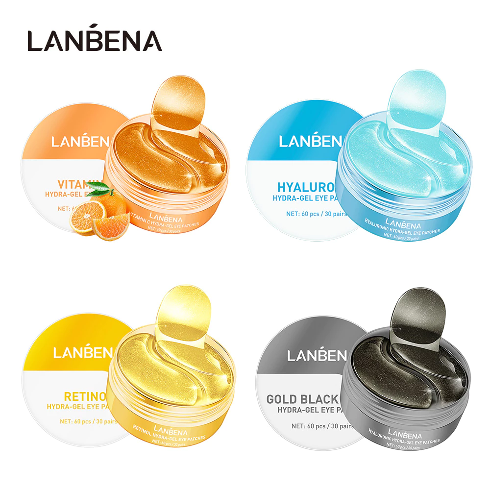 Mặt nạ mắt LANBENA dưỡng ẩm thành phần Vitamin C/retinol/hyaluronic axit/ngọc trai đen cao cấp 80g (60 miếng)