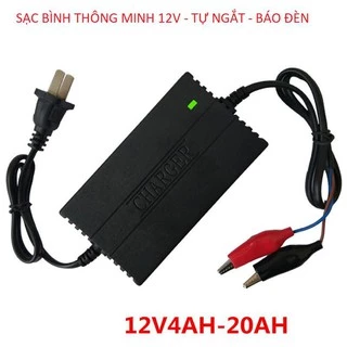 [Sỉ] - Sạc nhanh bình ắc qui 12v 2A mẫu mới có báo led đầy tự ngắt 4ah - 20ah (Đen, rẻ)