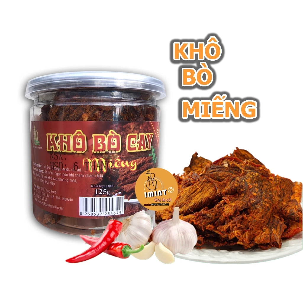 khô bò miếng giòn hàng loại 1 siêu ngon đậm vị đóng gói hủ pet 125gr ĐỒ ĂN VẶT | IMINT FOOD