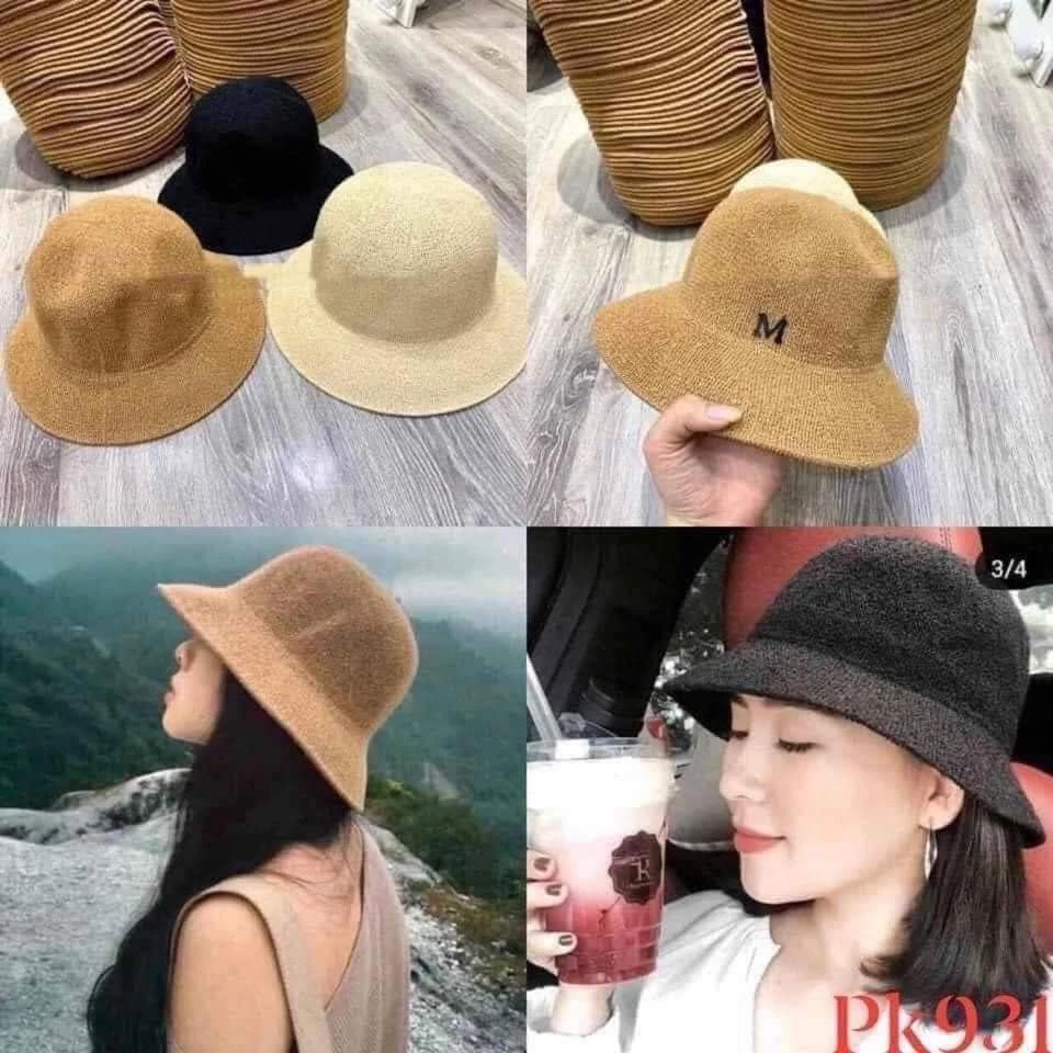 Nón cói chữ M vành rộng kiểu dáng HÀN QUỐC
