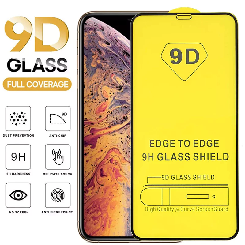 Kính cường lực 9d bảo vệ toàn màn hình thích hợp cho iPhone 6 6S Plus 7 8 Plus X XS Max XR 11 12 Pro Max 12 Mini