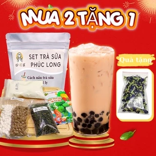 Set Nguyên Liệu Pha Trà Sữa Phúc Long Nấu 10 - 12 Ly Full Topping - UP MÌ ĐÊ