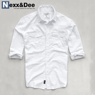 Áo sơ mi nam tay dài hai túi công sở màu trắng vải oxford denim trẻ trung Nexx&Dee-SM05