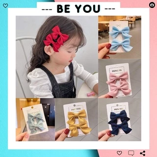 Set 2 Kẹp Tóc Nơ Trơn Cho Bé Gái Dễ Thương, Kẹp Tóc Phong Cách Công Chúa Cho Bé Gái - BEYOU