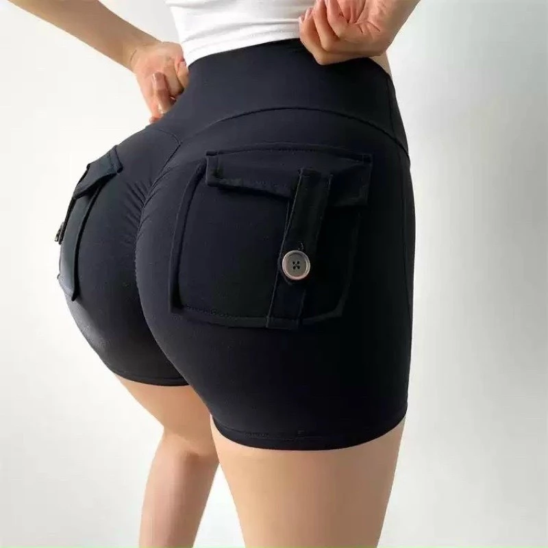 Quần Short Tập Gym Yoga Nữ Chun Mông Có Túi Chất Thun Lạnh Co Giãn Tốt