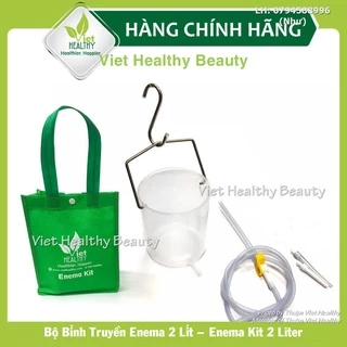 Bình truyền enema thải độc đại tràng 2lit viet healthy, bộ dụng cụ thải độc cafe, ca nhựa enema 2 lít, enema kít 2 liter